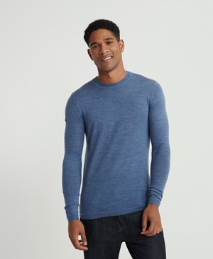 Superdry Edit Merino Crew Neck Férfi Ugró Kék | VSEPI2096